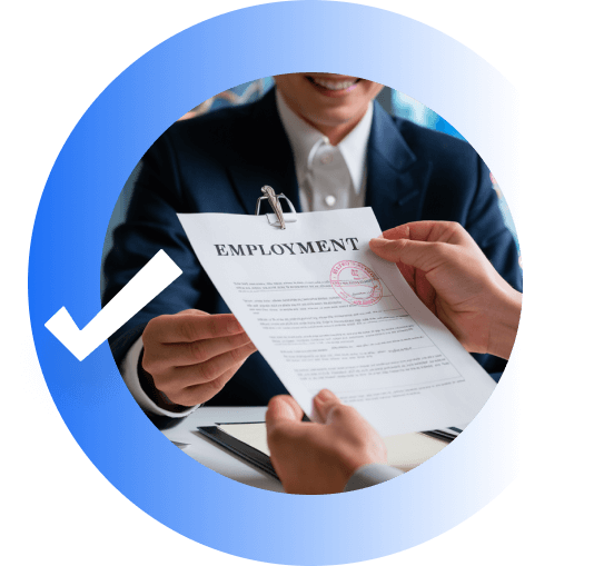 A person holding a document. The Heading says 